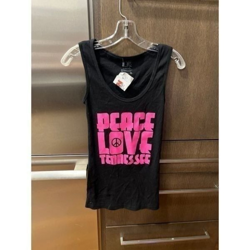 NWT Peace‎ Love Tennessee tank black pink new XL